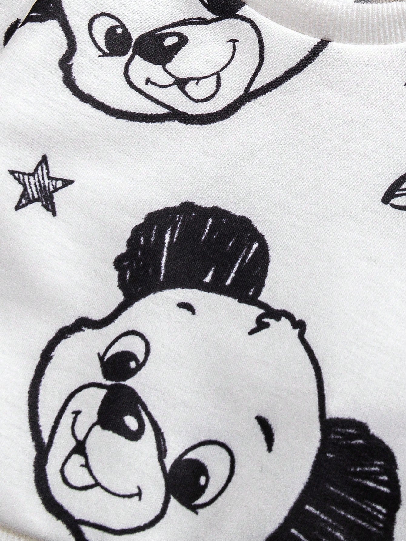 2pcs Baby Boys Cartoon Bear Print Sweatshirt & Jogger Set - Ivory |...