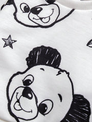 2pcs Baby Boys Cartoon Bear Print Sweatshirt & Jogger Set - Ivory |...