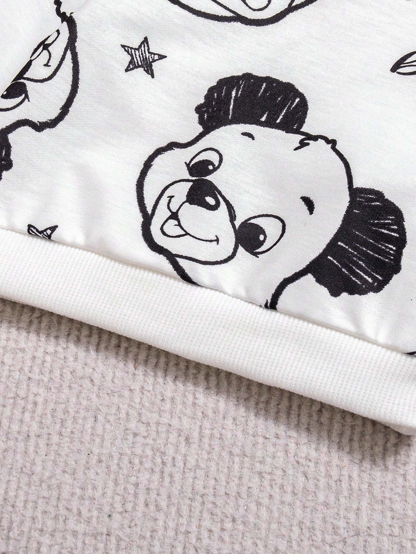 2pcs Baby Boys Cartoon Bear Print Sweatshirt & Jogger Set - Ivory |...