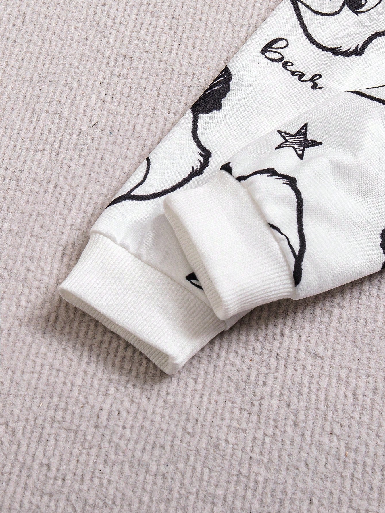 2pcs Baby Boys Cartoon Bear Print Sweatshirt & Jogger Set - Ivory |...