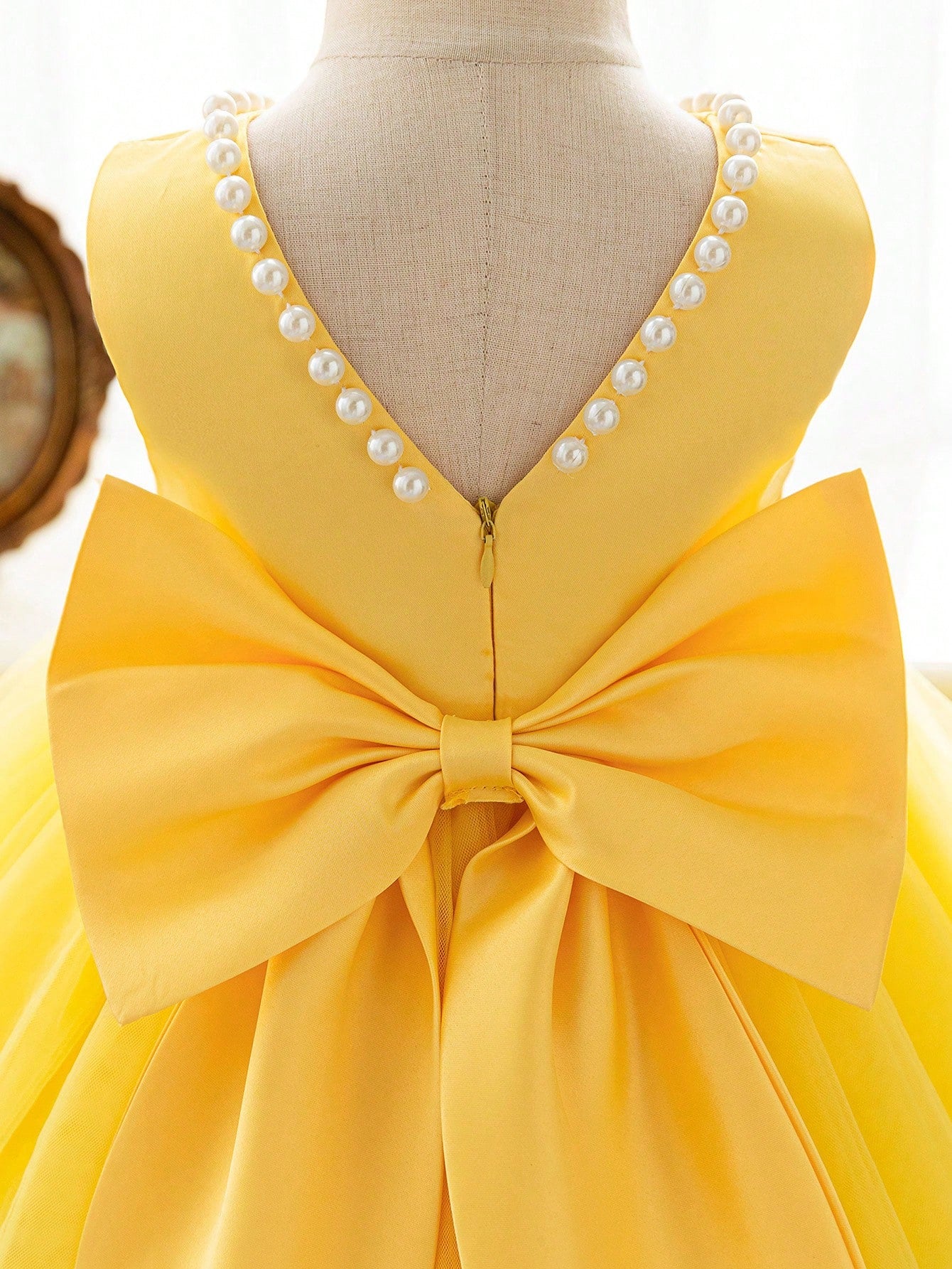 Girls Pearl-Trim Bow Tulle Ball Gown Dress - Buttercup | 21 Century...