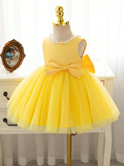 Girls Pearl-Trim Bow Tulle Ball Gown Dress - Buttercup | 21 Century...