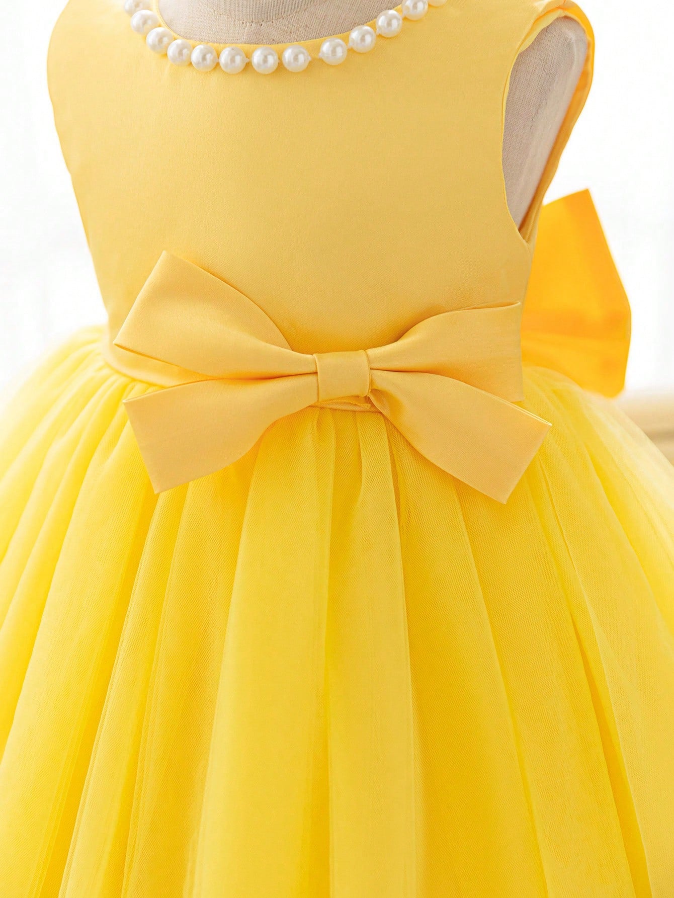 Girls Pearl-Trim Bow Tulle Ball Gown Dress - Buttercup | 21 Century...