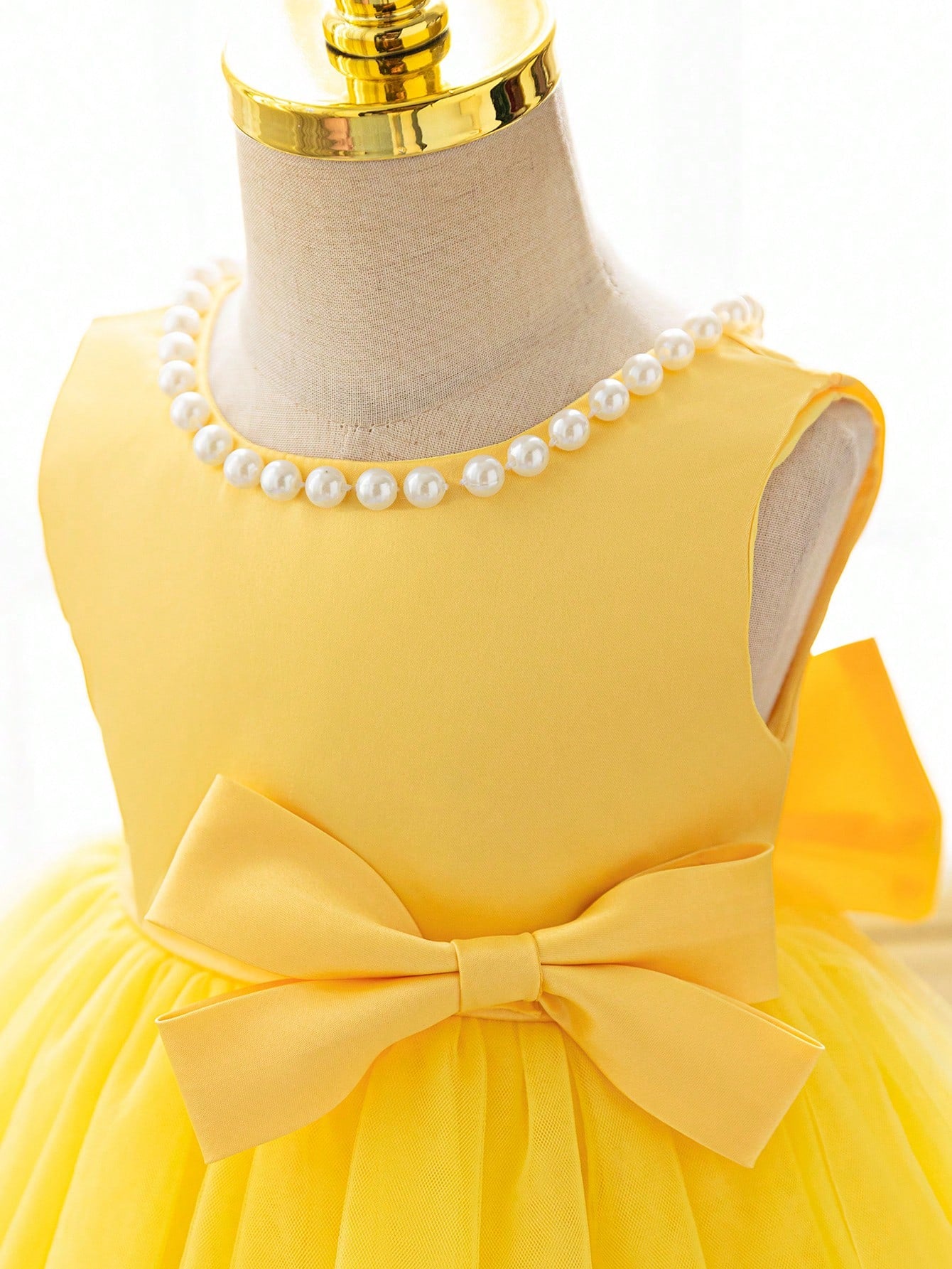Girls Pearl-Trim Bow Tulle Ball Gown Dress - Buttercup | 21 Century...