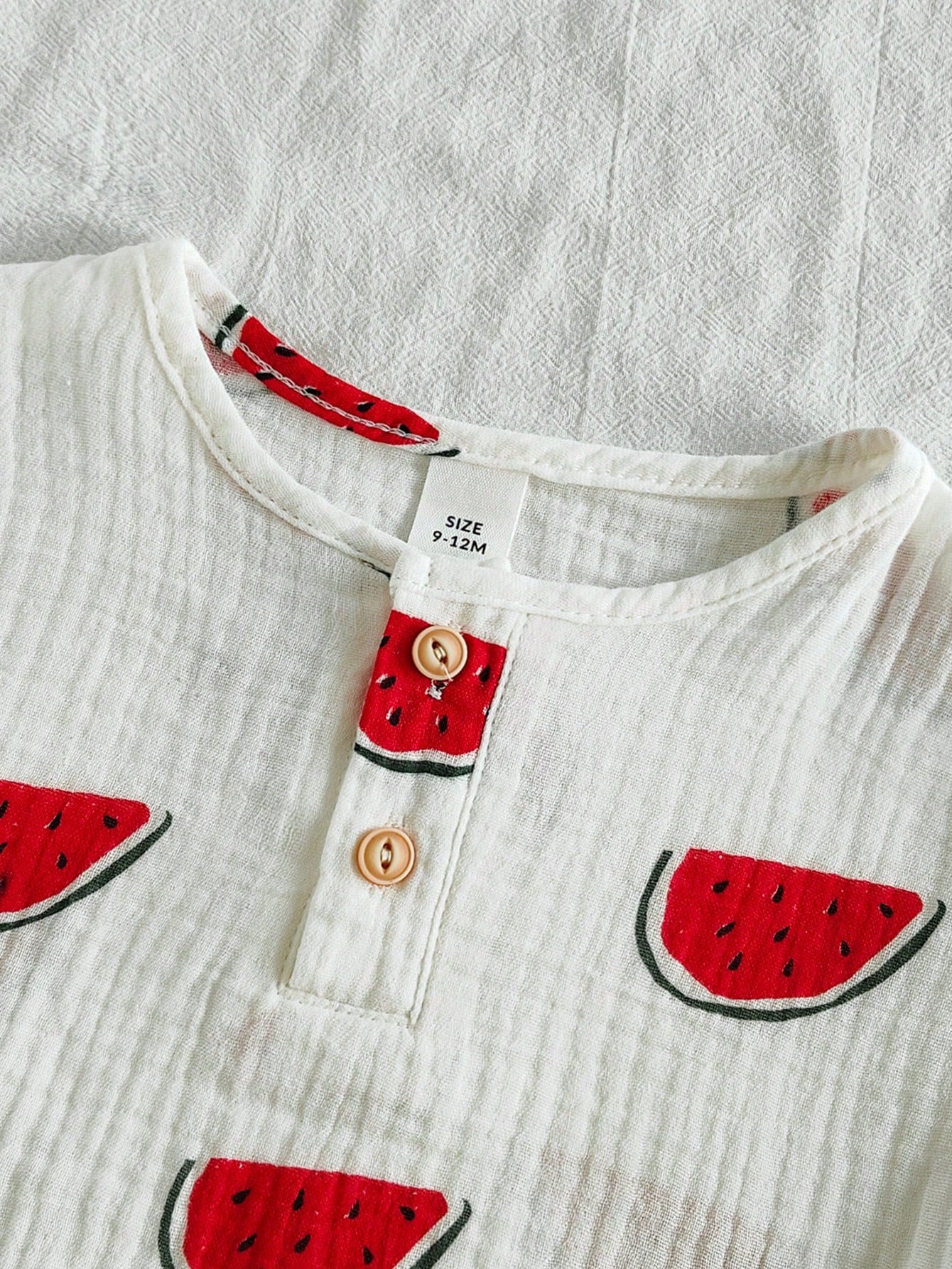 2pcs Boys Watermelon Print Tee & Shorts Set - Ivory