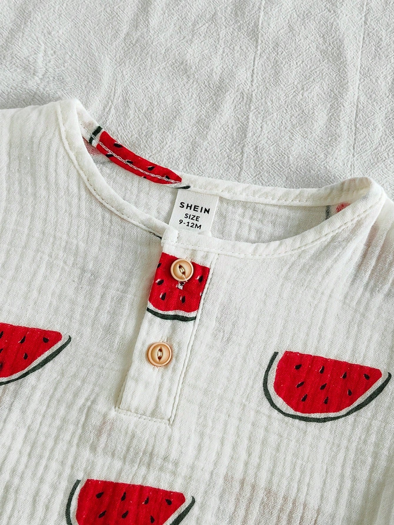 2pcs Boys Watermelon Print Tee & Shorts Set - Ivory