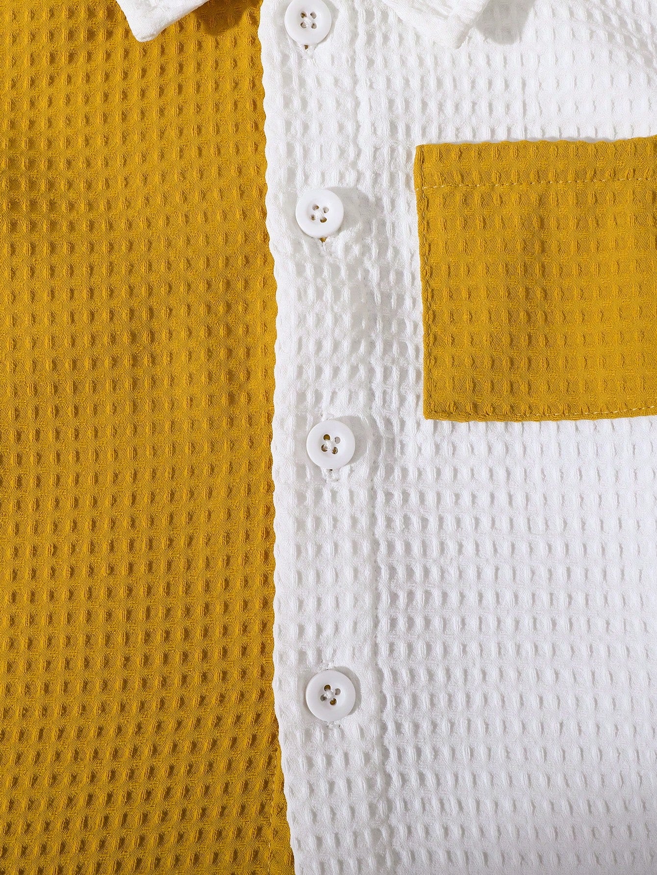 2pcs Boys Colourblock Waffle Shirt & Shorts Set - Ochre | 21 Centur...