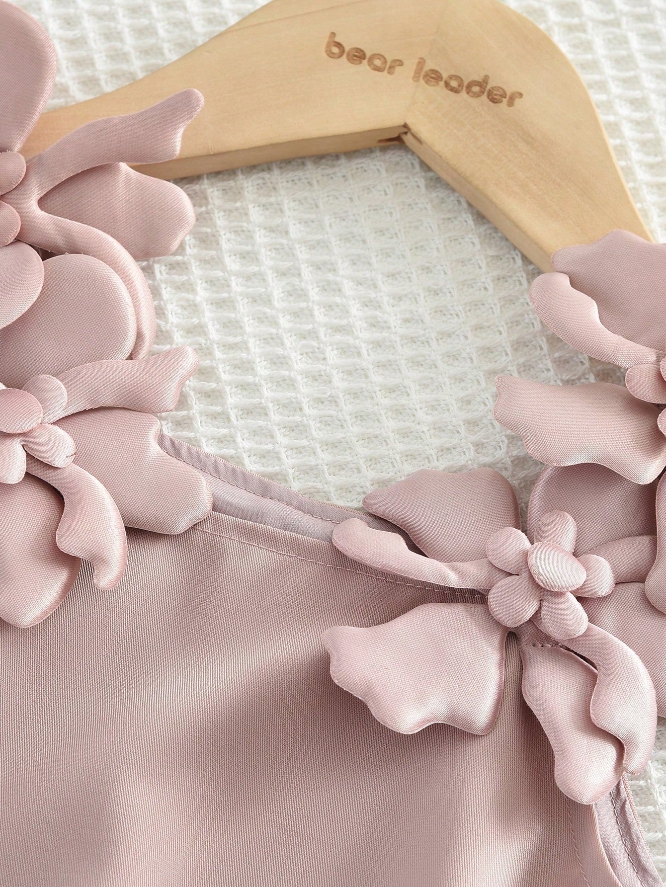 Girls 3D Floral Appliqué Camisole Top & Shorts - Dusty Rose