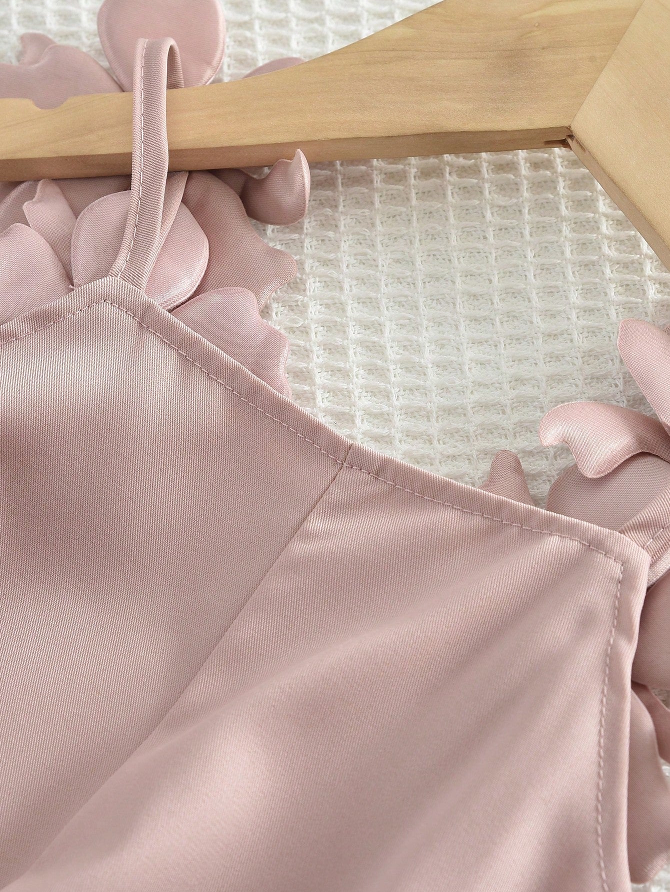 Girls 3D Floral Appliqué Camisole Top & Shorts - Dusty Rose
