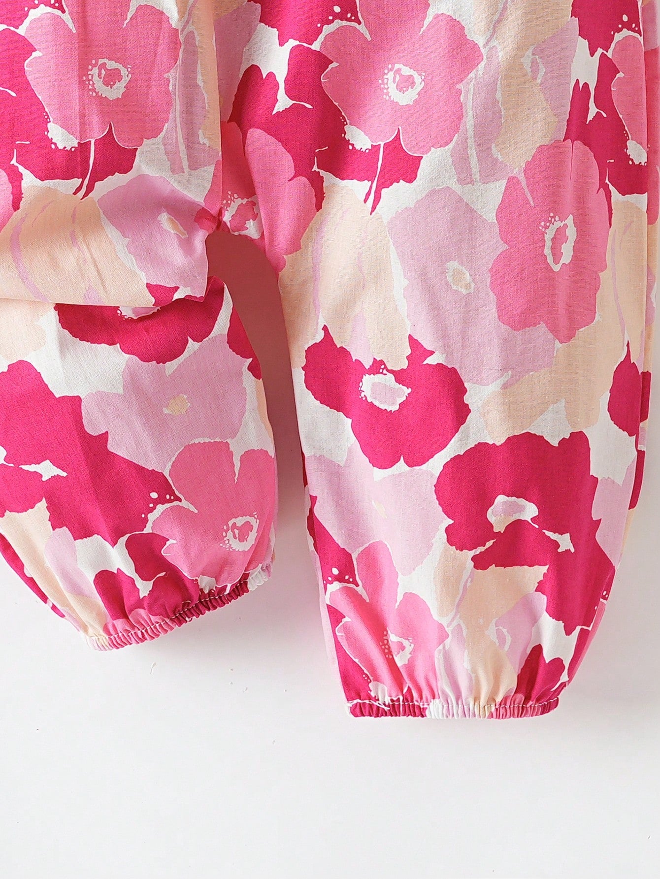 Baby Girls Floral Print Spaghetti Strap Jumpsuit - Blush
