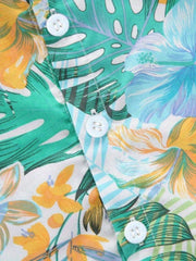 Boys Tropical Floral Resort Collar Shirt & Shorts Set - Ivory