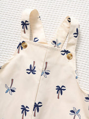 Boys Palm Print Bib Overall Shorts - Isabelline | 21 Century Kids