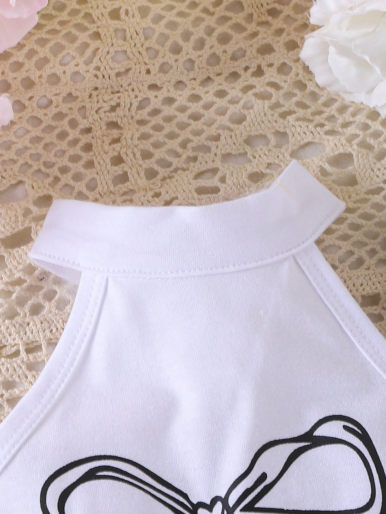 2pcs Girls Bow Print Halter Bodysuit & Ruffle Skort Set - Onyx | 21...