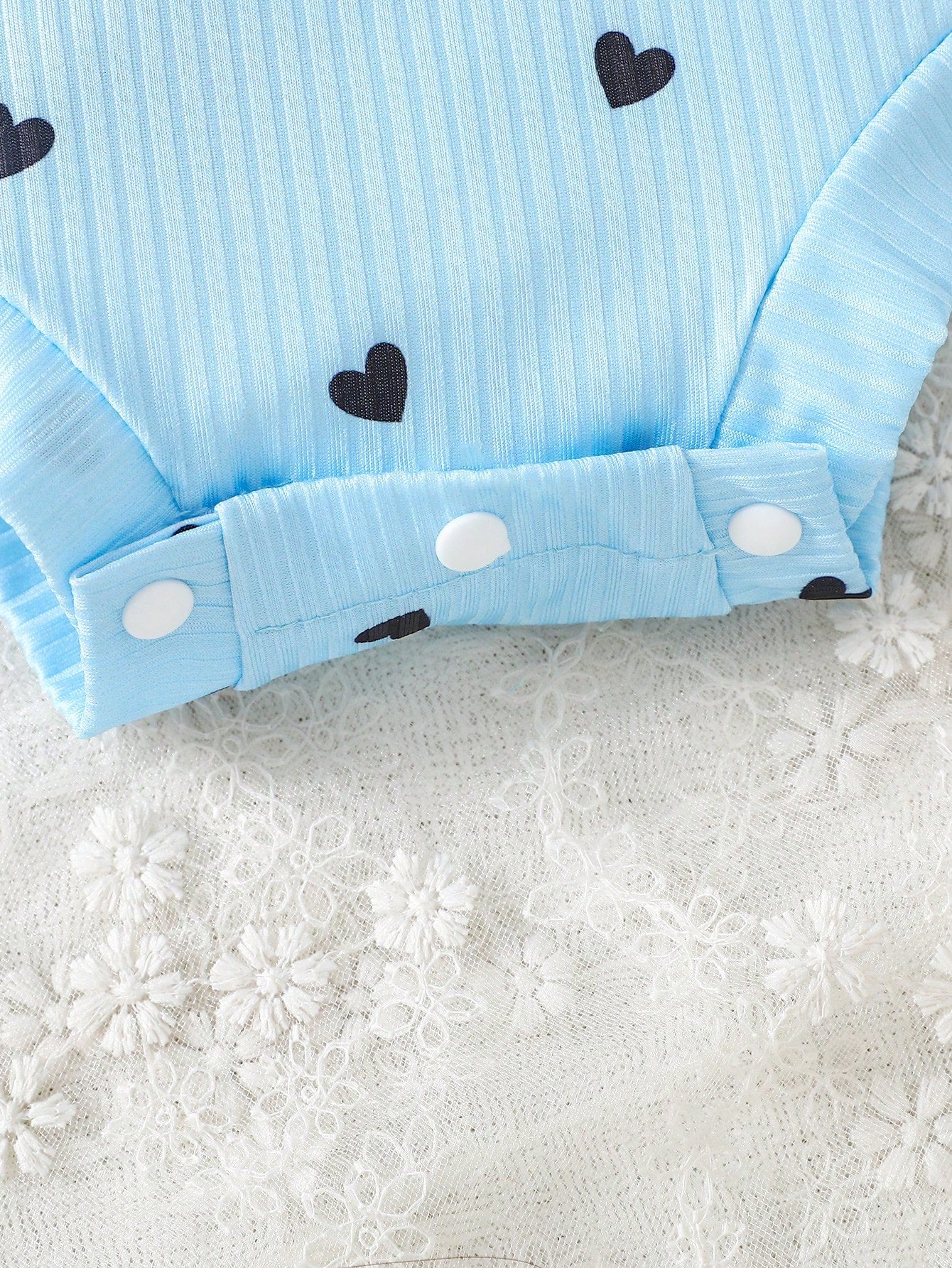 Baby Girls Heart Print Tie-Strap Romper Dress - Cerulean