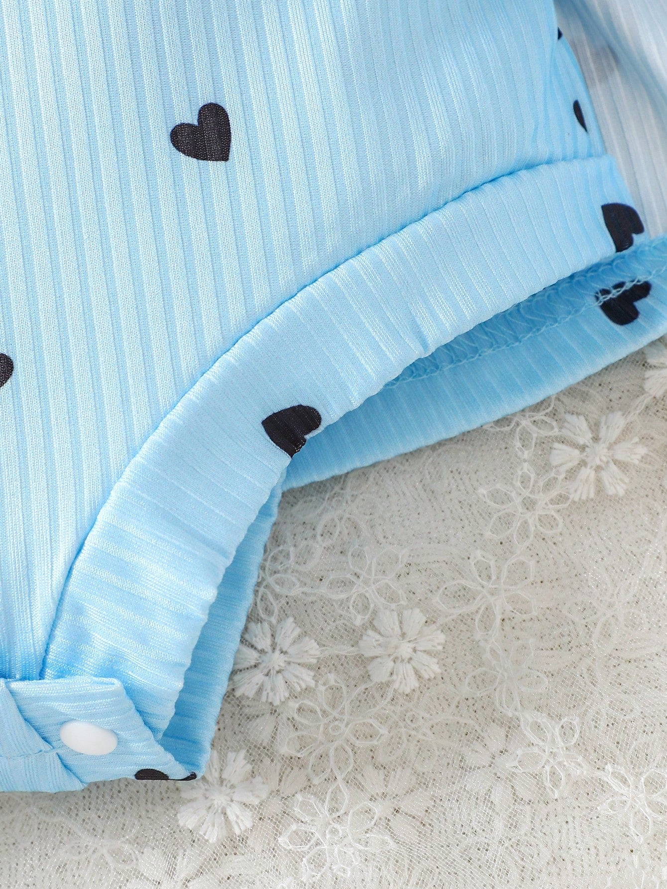 Baby Girls Heart Print Tie-Strap Romper Dress - Cerulean