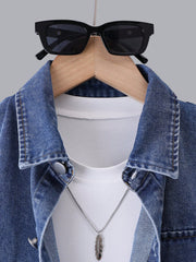 2pcs Big Boys Ombre Denim Shirt & Shorts Set - Cobalt | 21 Century ...