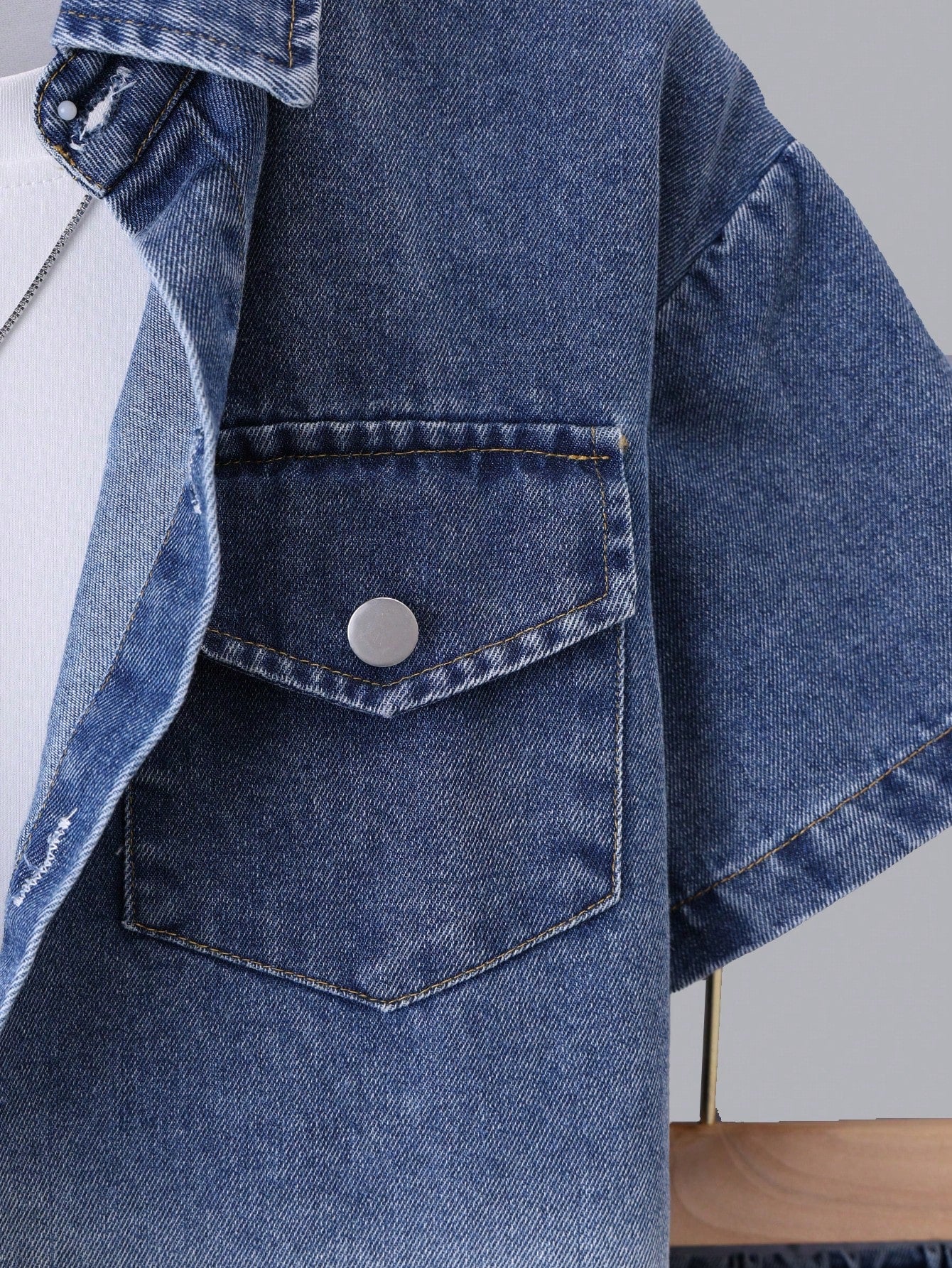 2pcs Big Boys Ombre Denim Shirt & Shorts Set - Cobalt | 21 Century ...