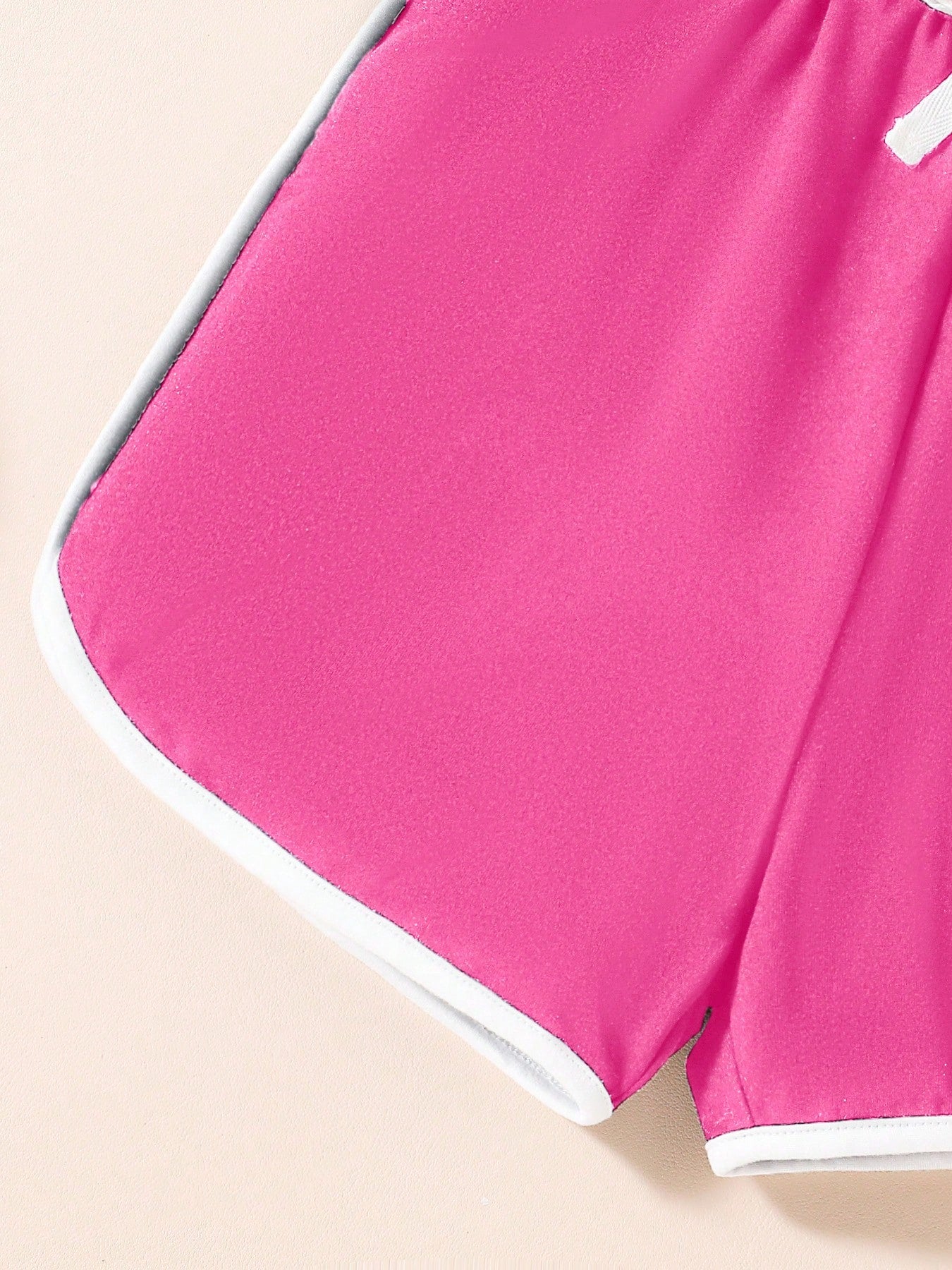 2pcs Girls Fishnet Crop Top & Slogan Romper Set - Fuchsia