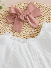 Girls Ruffle Crop Top & Tiered Bow Skirt Set - Dusty Rose