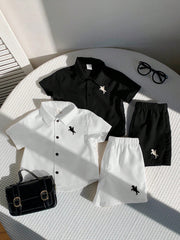 Baby Boys Equestrian Print Polo Shirt & Shorts Set - Onyx