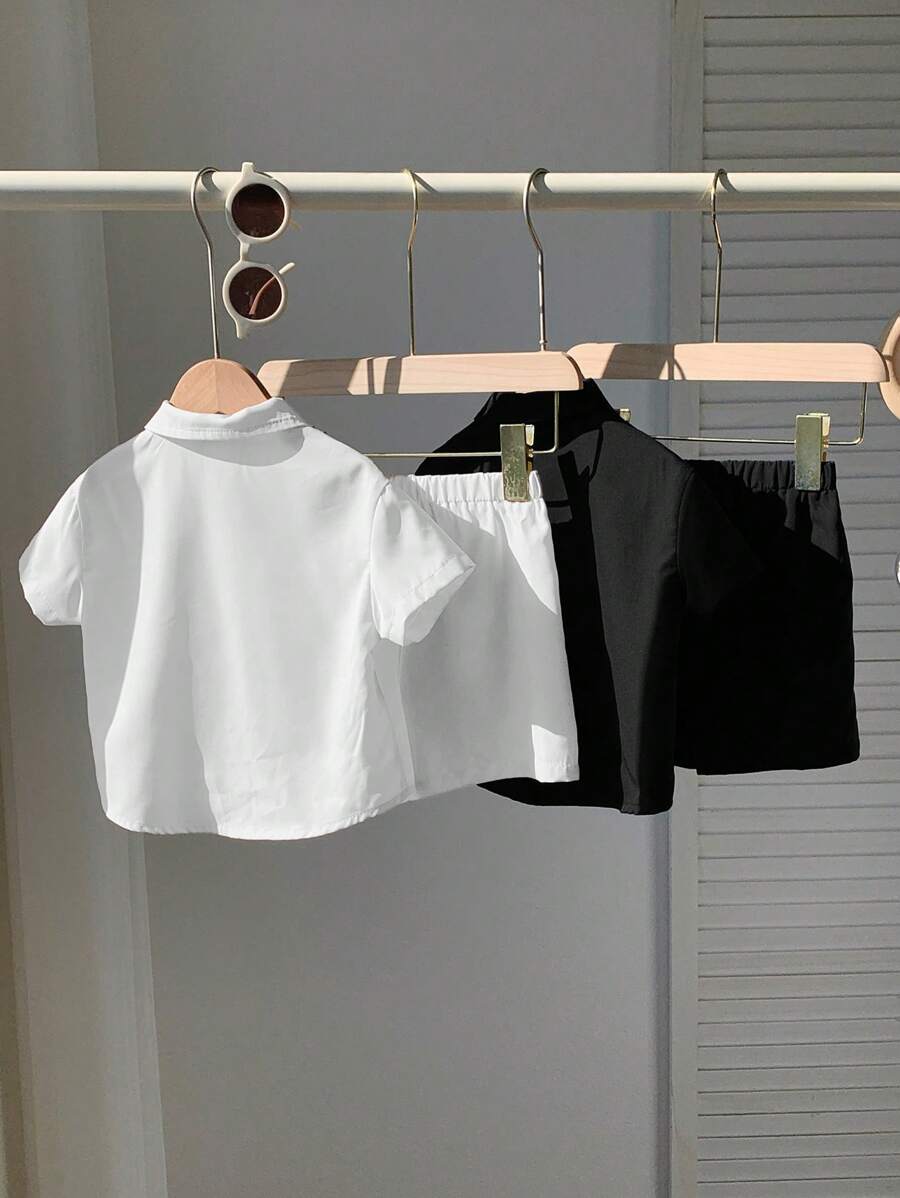 Baby Boys Equestrian Print Polo Shirt & Shorts Set - Onyx