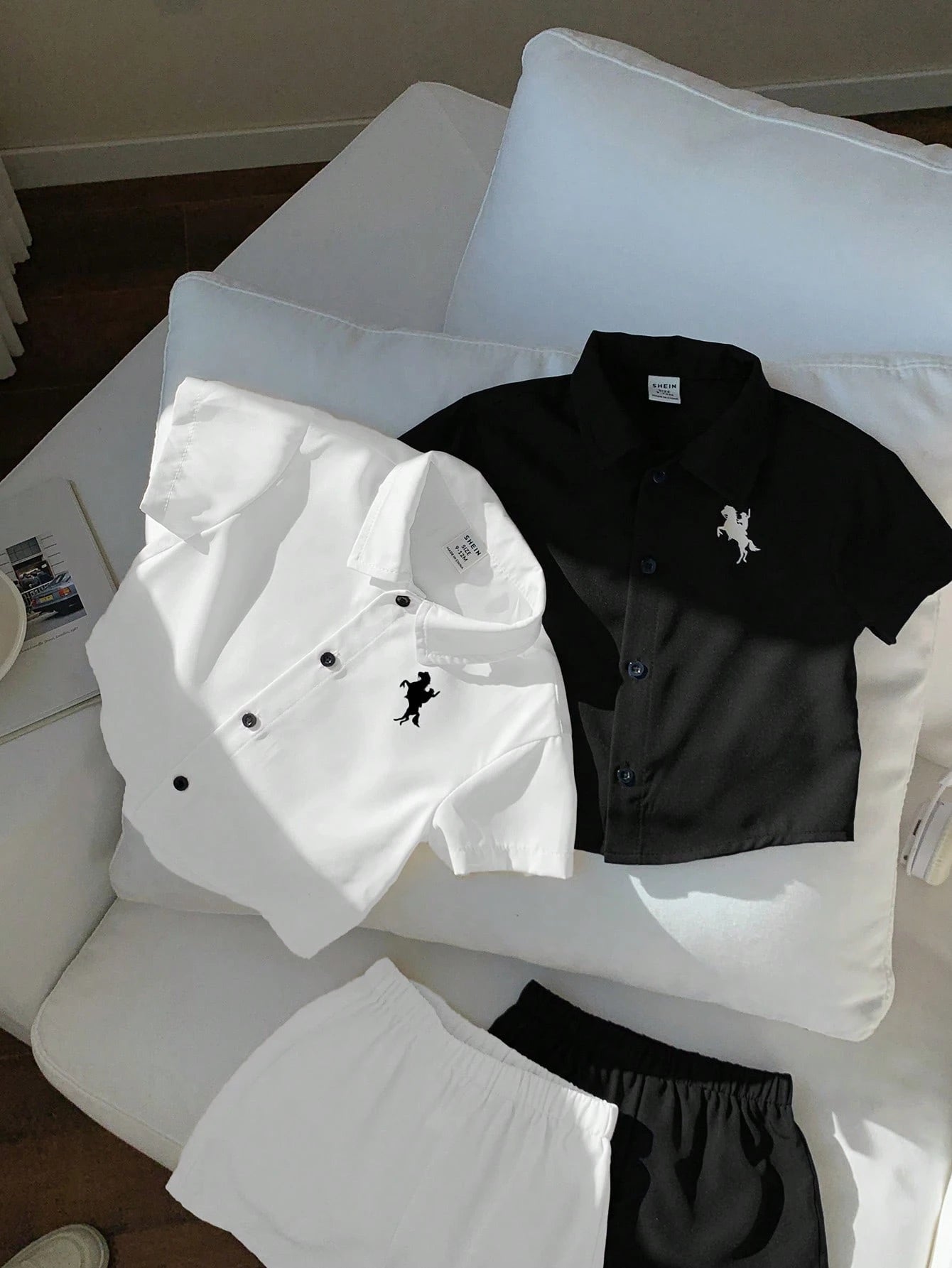 Baby Boys Equestrian Print Polo Shirt & Shorts Set - Onyx