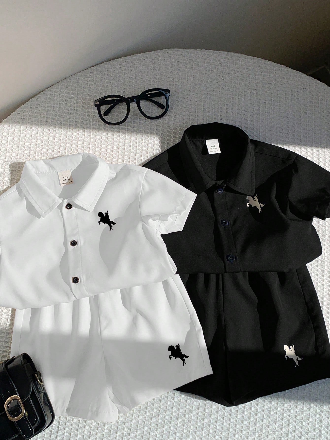 Baby Boys Equestrian Print Polo Shirt & Shorts Set - Onyx