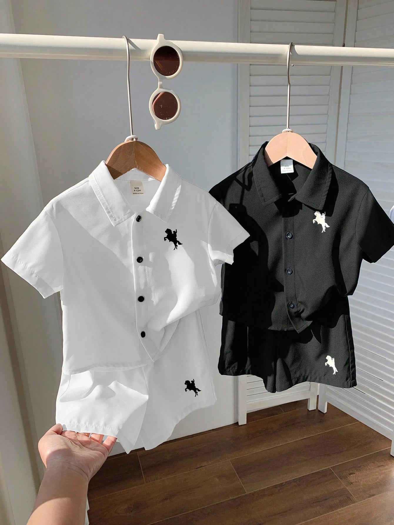 Baby Boys Equestrian Print Polo Shirt & Shorts Set - Onyx
