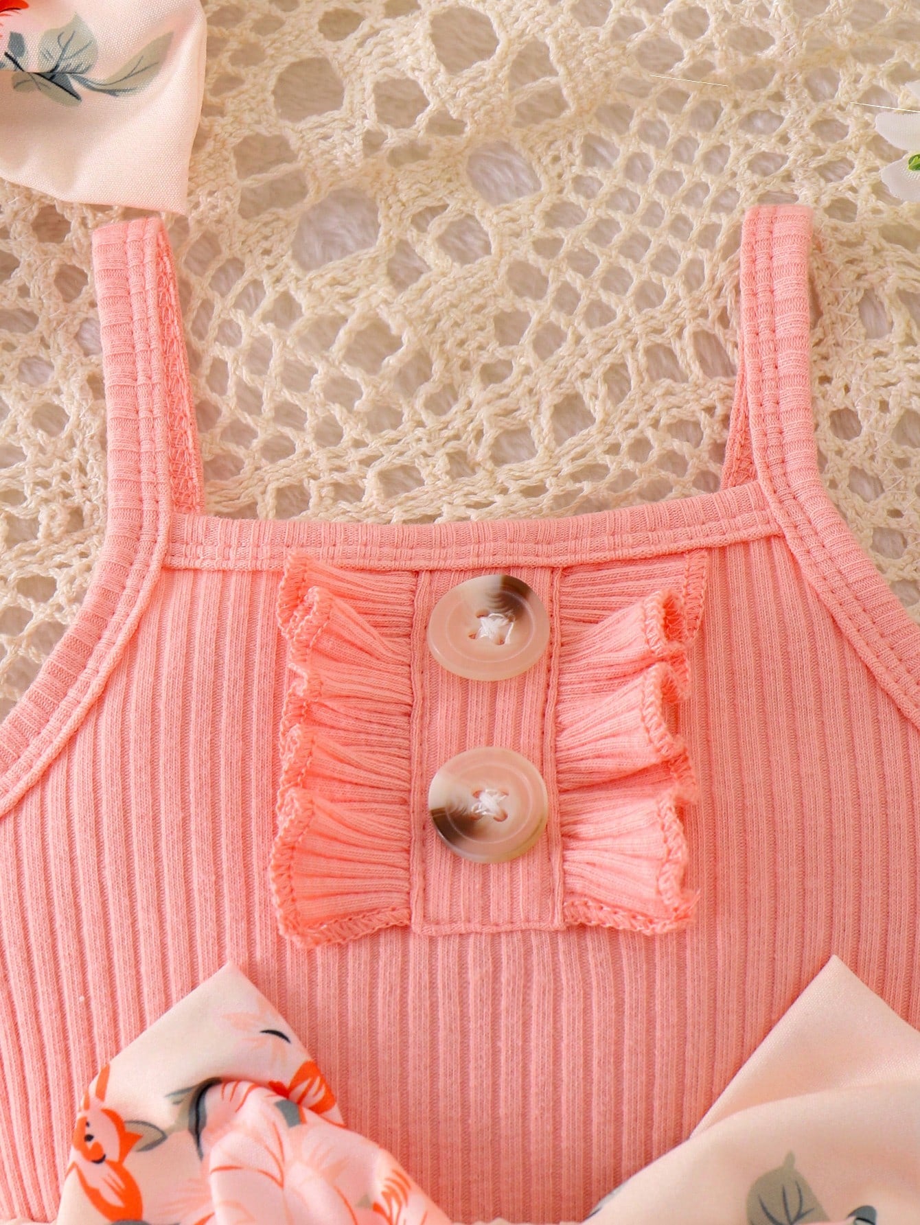 Baby Girls Floral Tiered Ruffle Bodysuit Dress - Blush