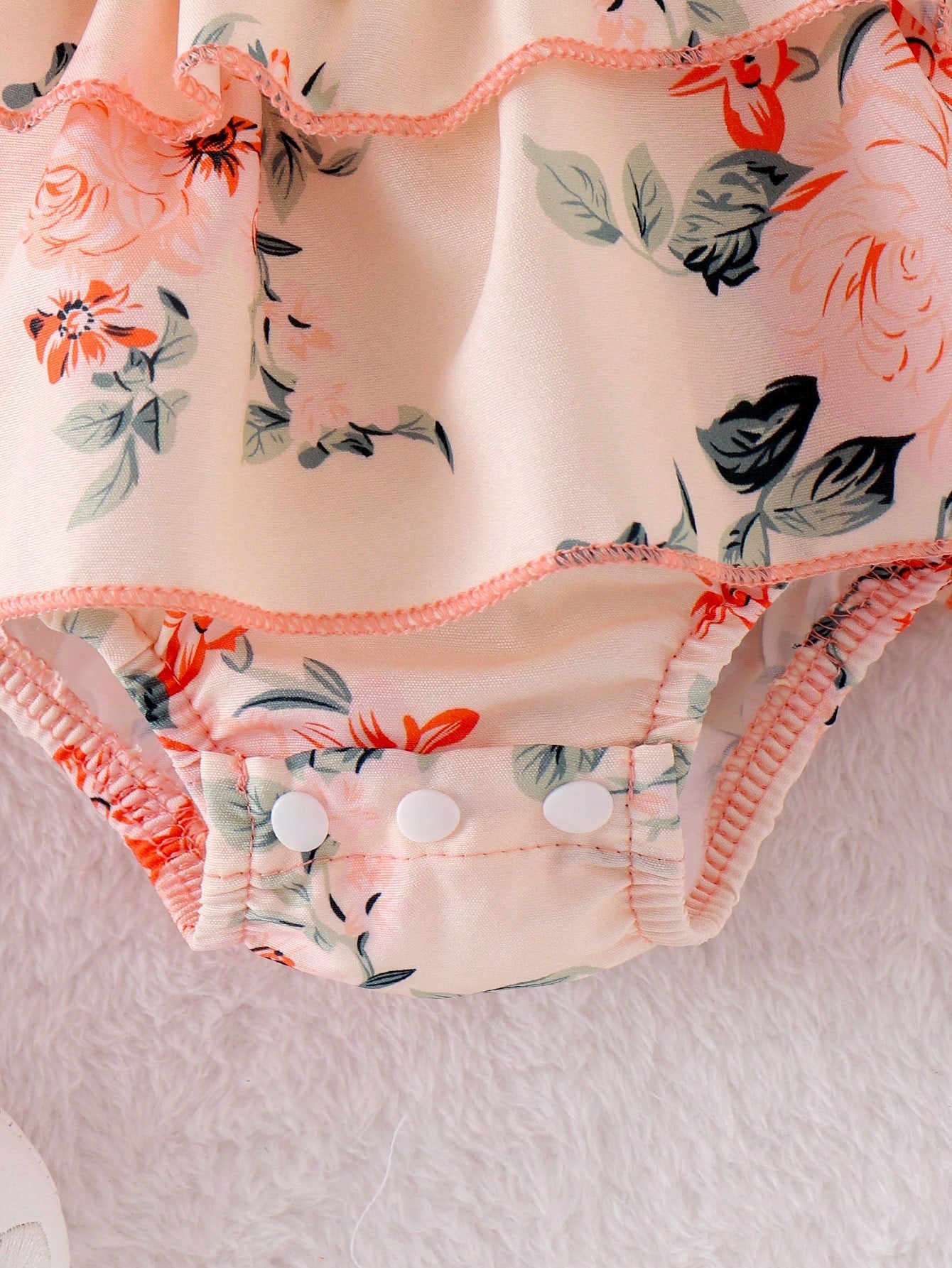 Baby Girls Floral Tiered Ruffle Bodysuit Dress - Blush