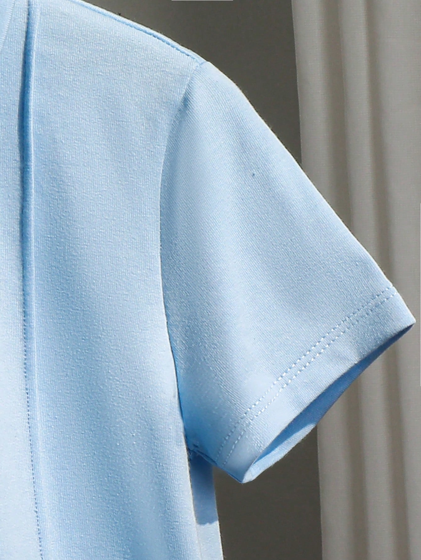 2pcs Little Boys Zip Polo Shirt & Shorts Set - Powder Blue