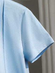 2pcs Little Boys Zip Polo Shirt & Shorts Set - Powder Blue