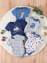 Baby Boys Dinosaur Graphic Short Sleeve Romper - Cobalt