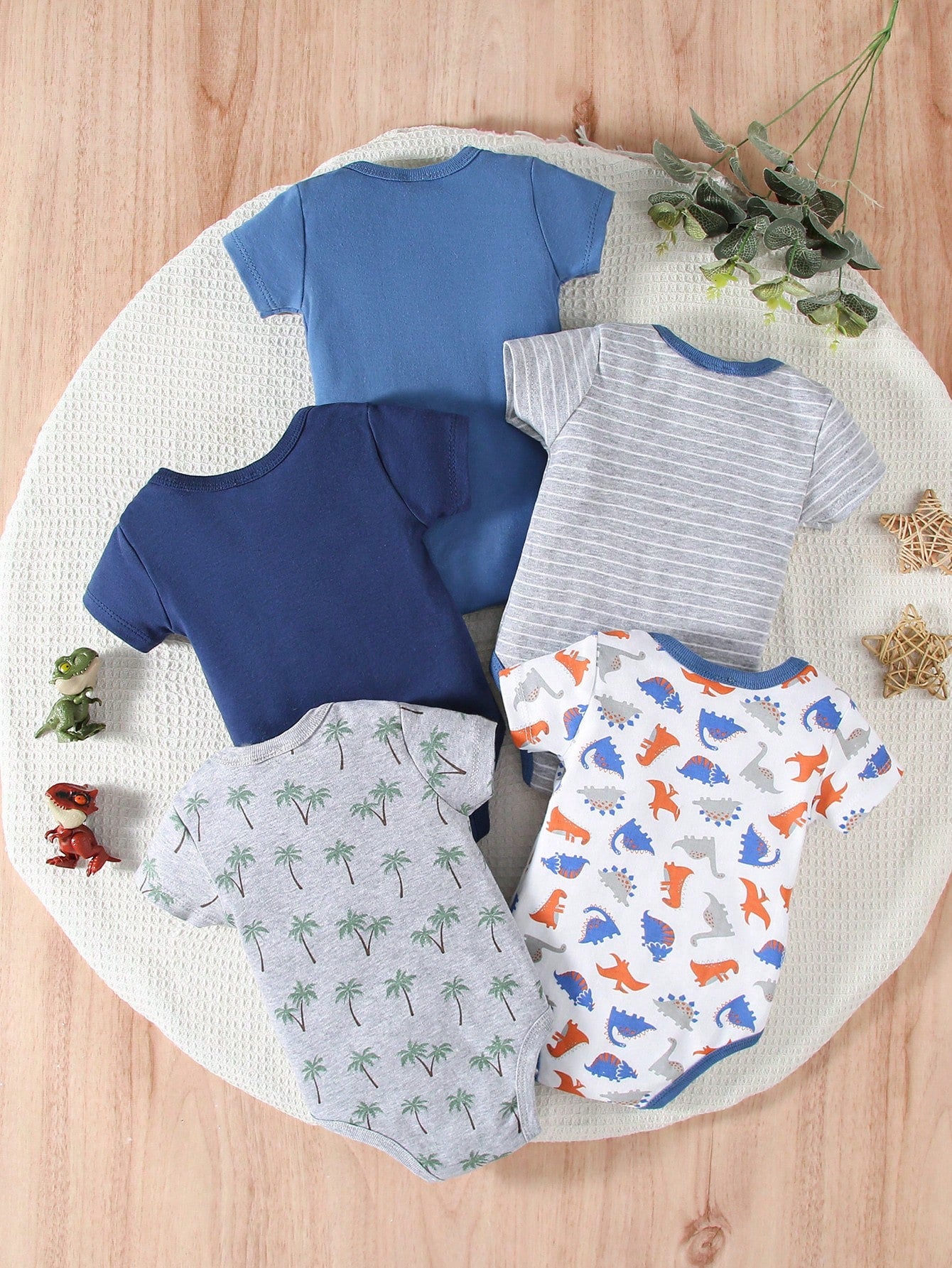 Baby Boys Dinosaur Graphic Short Sleeve Romper - Cobalt