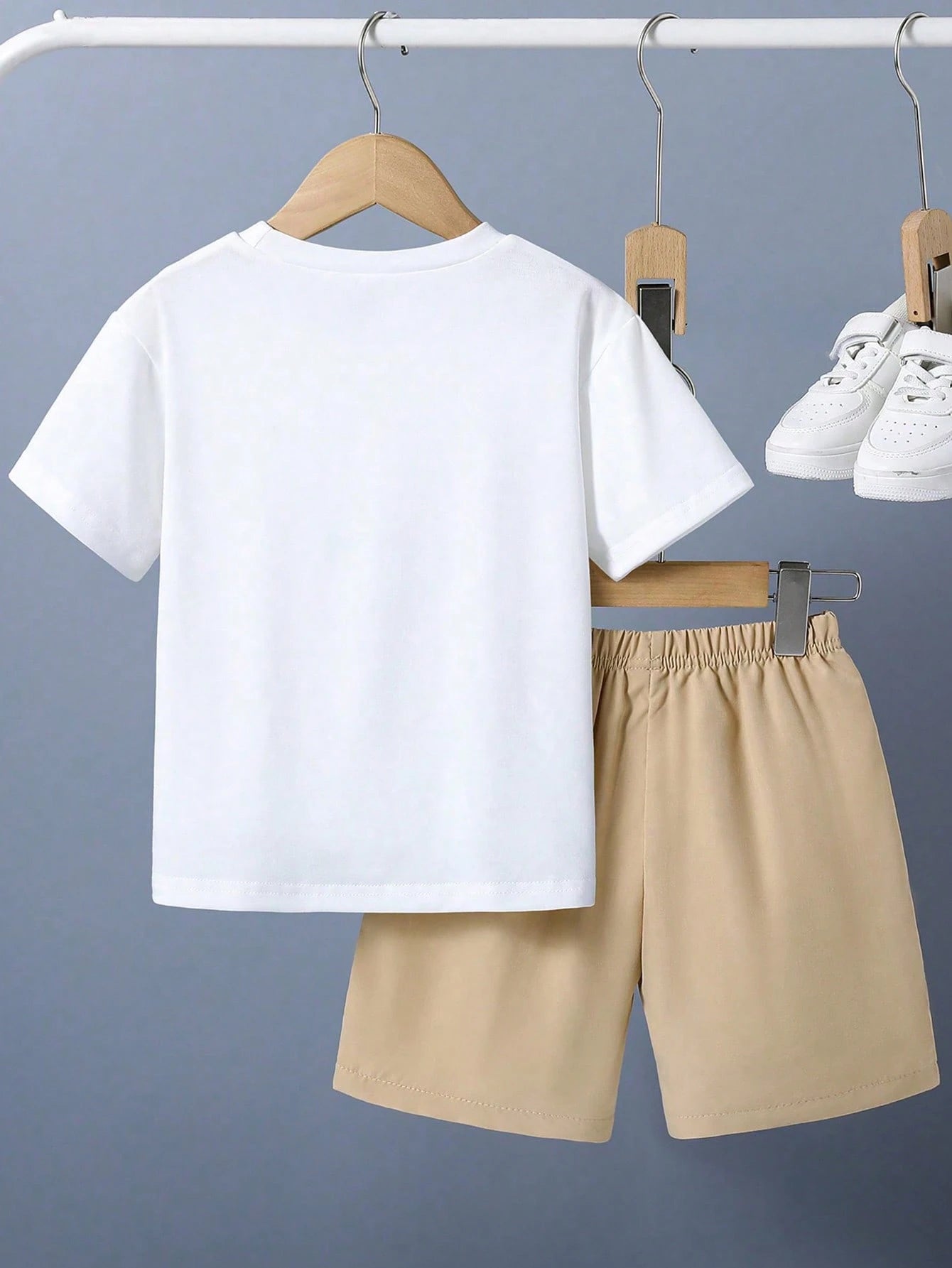 2pcs Big Boys Lion Graphic Tee & Drawstring Shorts Set - Ivory | 21...