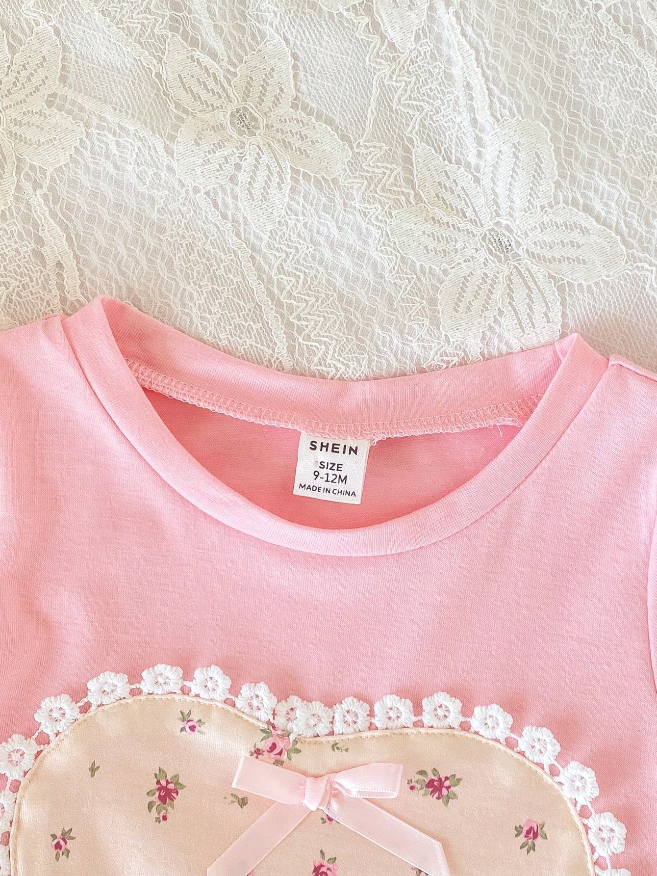 2pcs Girls Floral Heart Appliqué Tee & Shorts Set - Blush | 21 Cent...