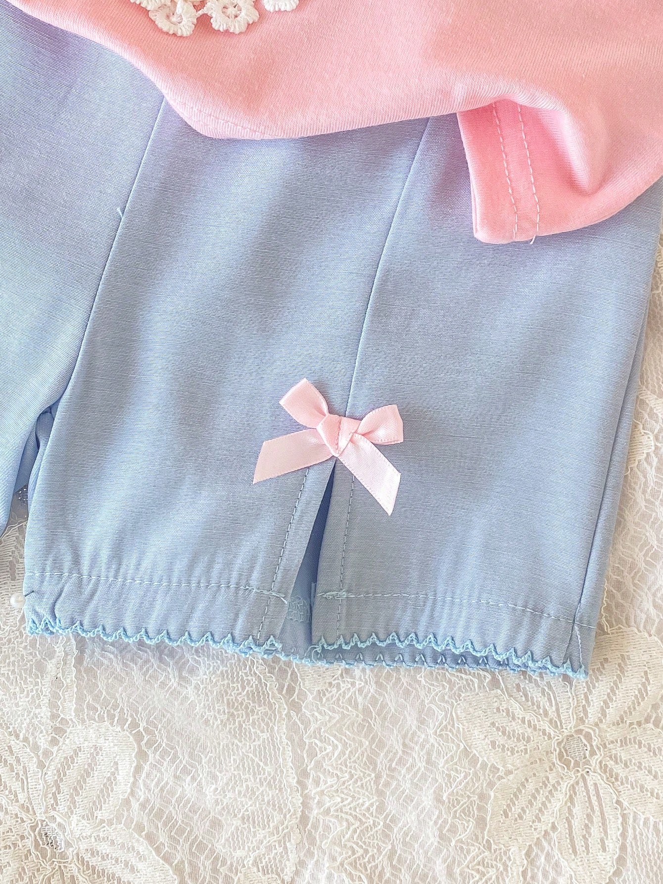 2pcs Girls Floral Heart Appliqué Tee & Shorts Set - Blush | 21 Cent...