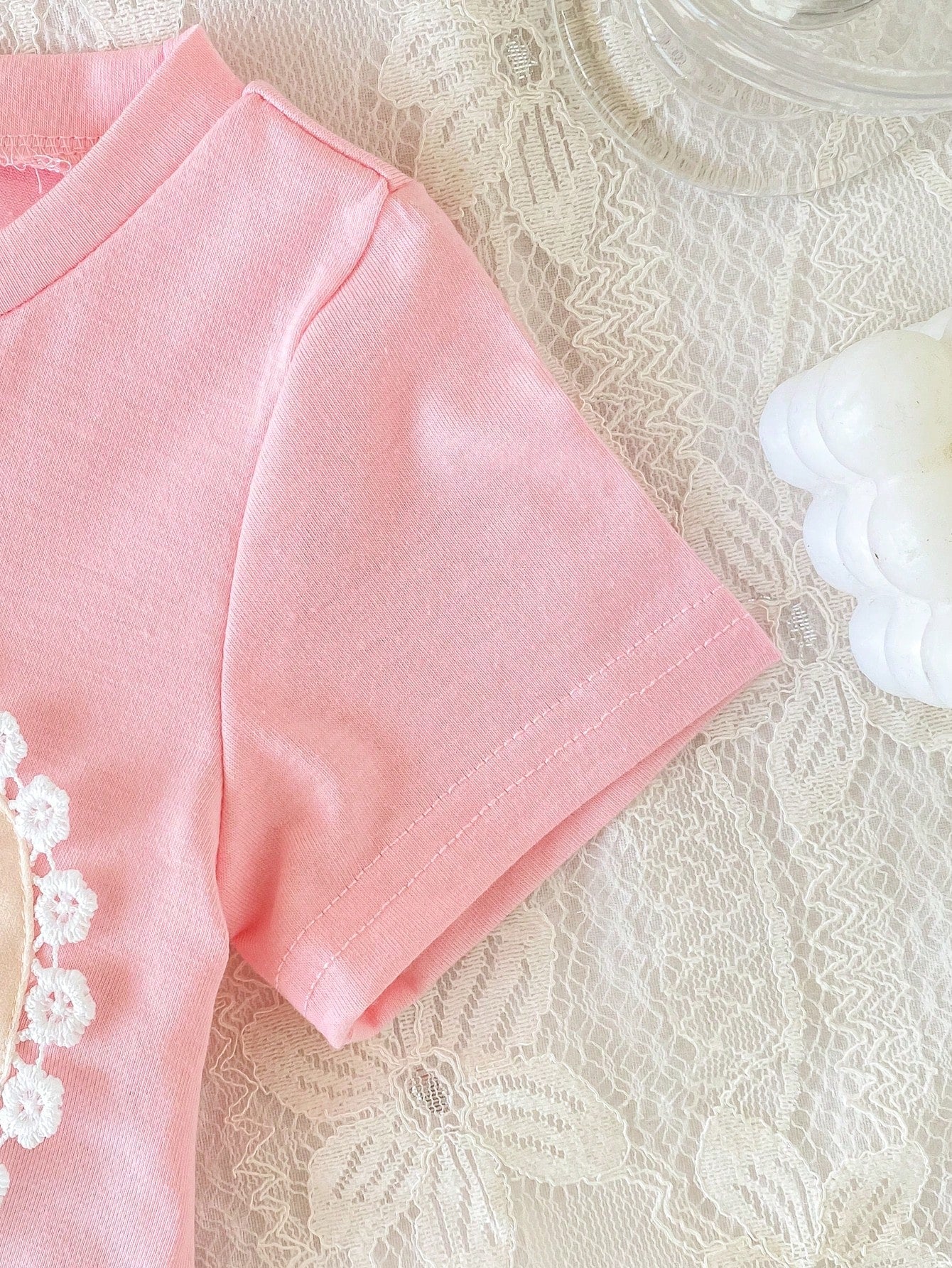 2pcs Girls Floral Heart Appliqué Tee & Shorts Set - Blush | 21 Cent...