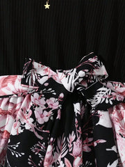 Big Girls Floral Print Belted A-Line Midi Dress - Onyx | 21 Century...