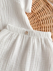 Baby Boys Muslin Raglan Shirt & Shorts Set - Ivory
