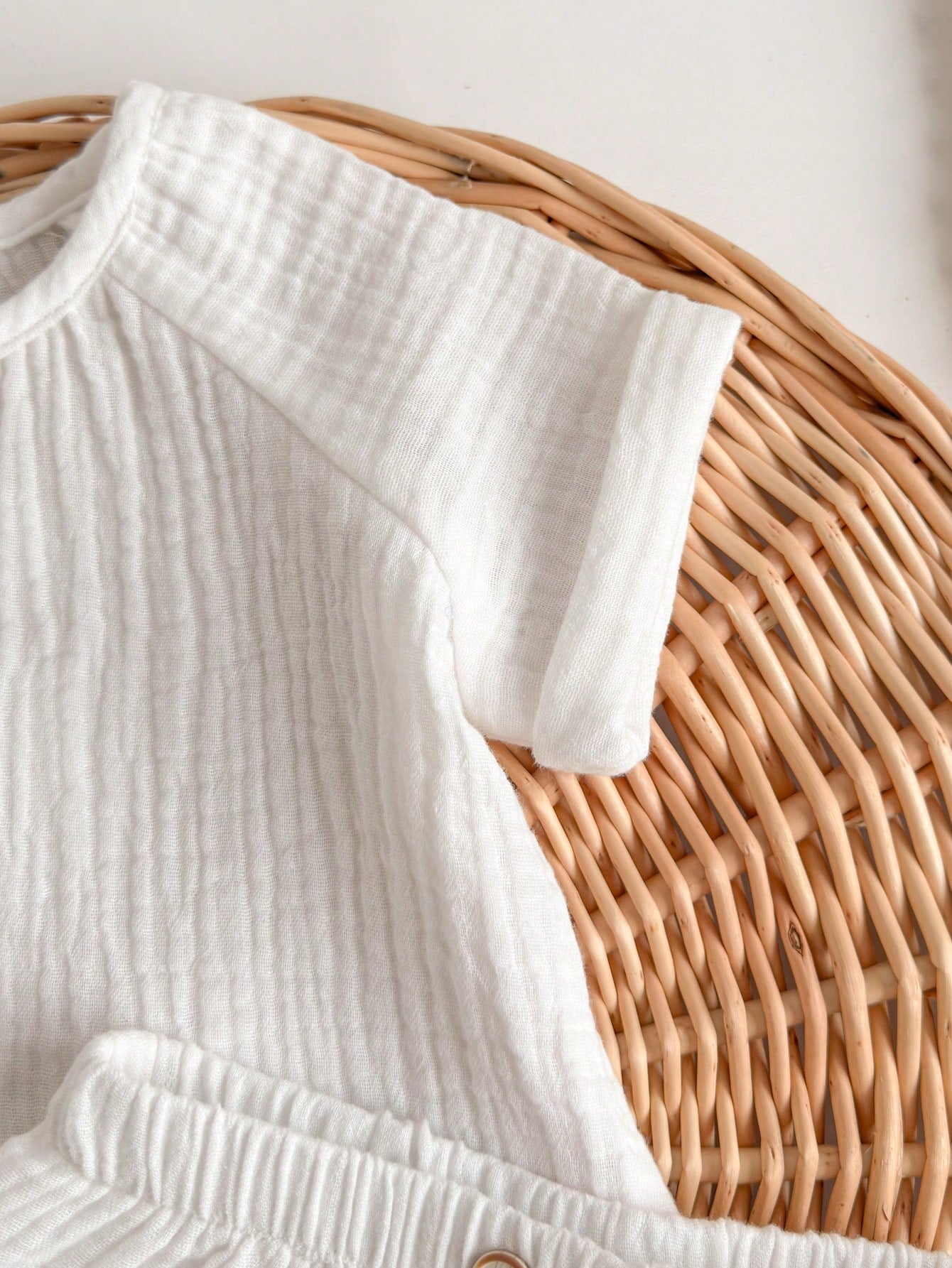 Baby Boys Muslin Raglan Shirt & Shorts Set - Ivory