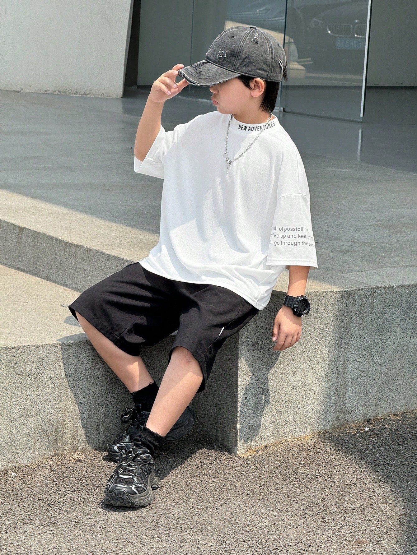 Big Boys Oversized Mock Neck Letter Print Tee - Ivory | 21 Century ...