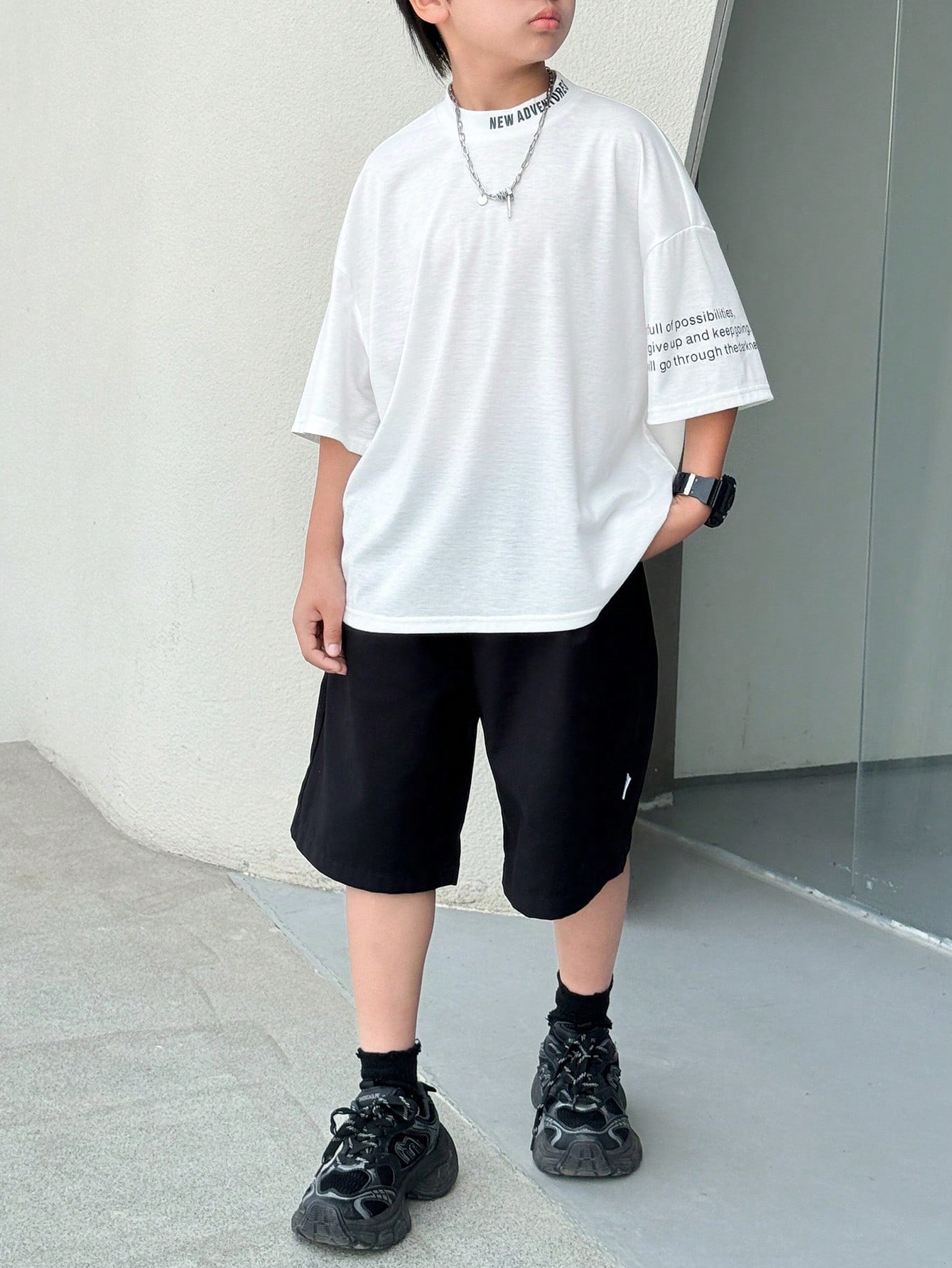 Big Boys Oversized Mock Neck Letter Print Tee - Ivory | 21 Century ...