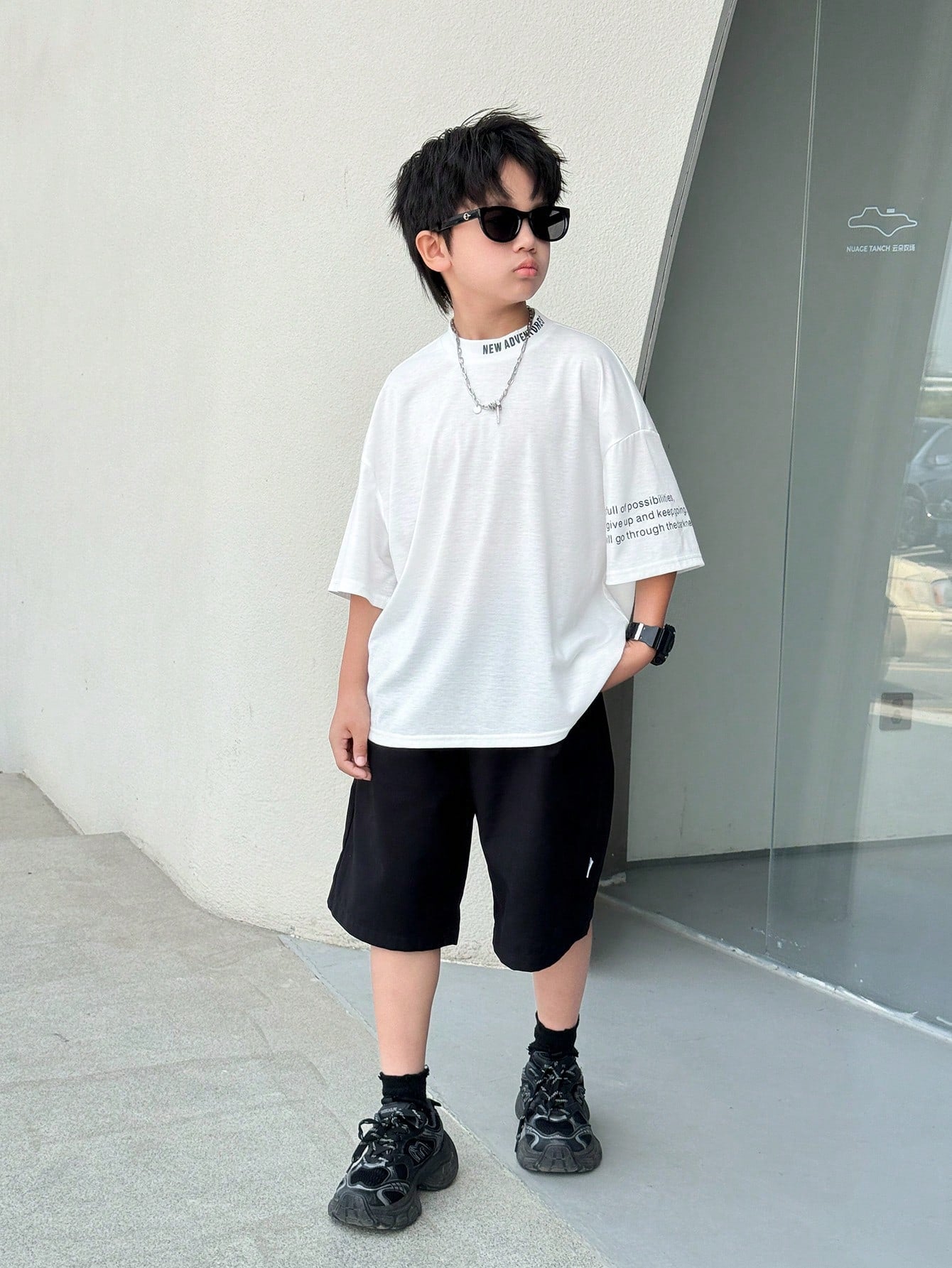 Big Boys Oversized Mock Neck Letter Print Tee - Ivory | 21 Century ...