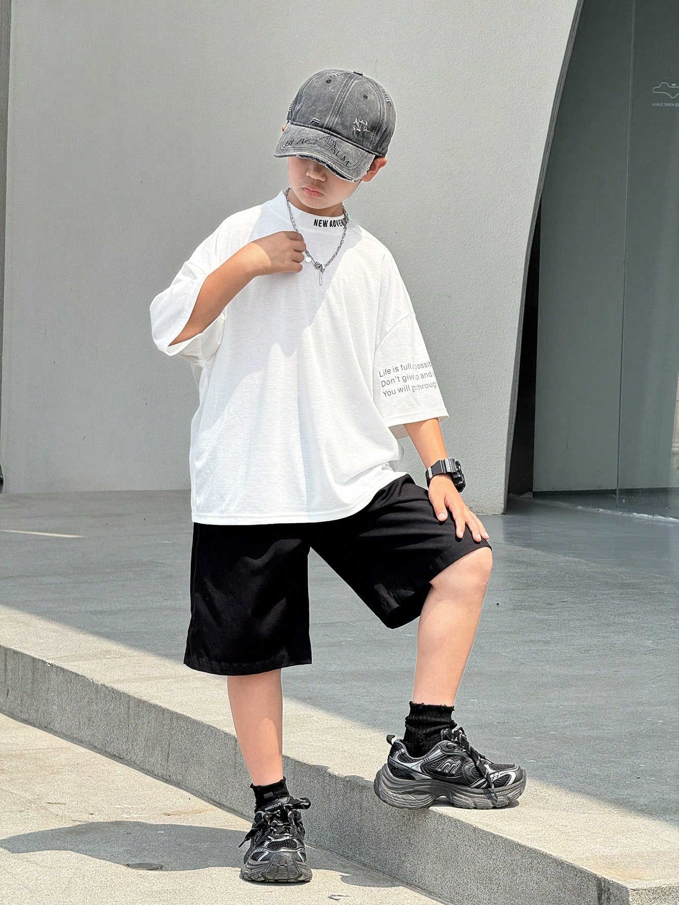 Big Boys Oversized Mock Neck Letter Print Tee - Ivory | 21 Century ...