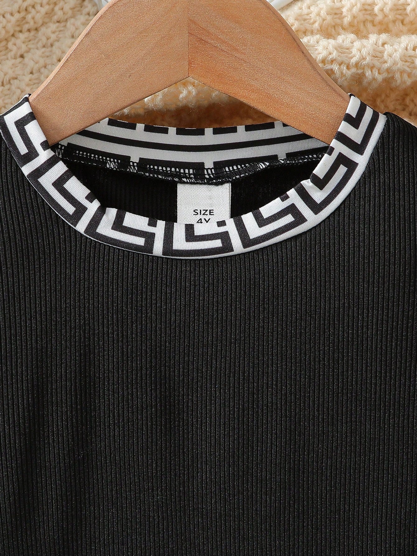 Little Girls Greek Key Pleated Flounce Sleeve Dress - Onyx