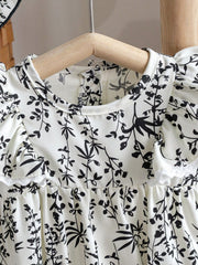 Baby Girls Botanical Print Ruffle Romper Set - Ivory