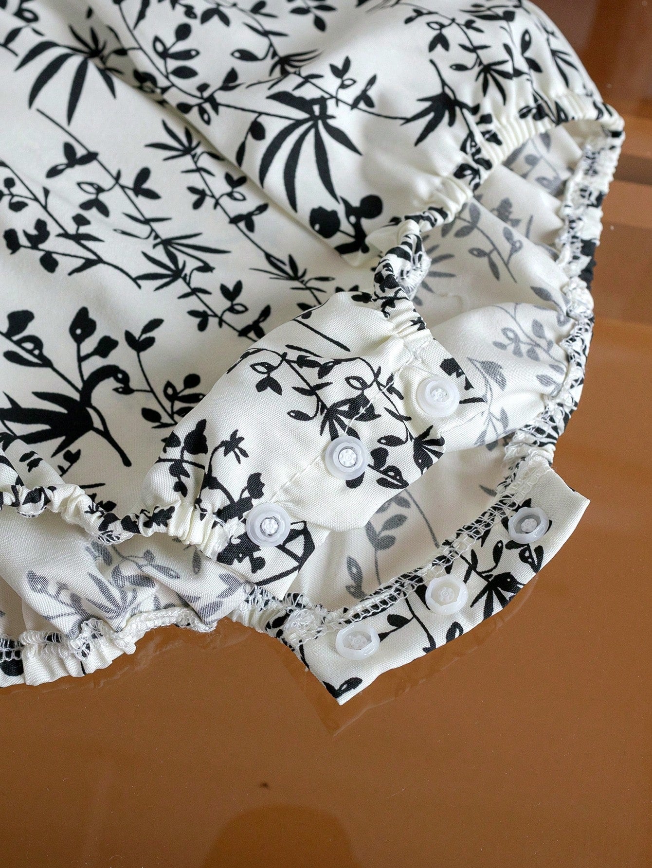Baby Girls Botanical Print Ruffle Romper Set - Ivory
