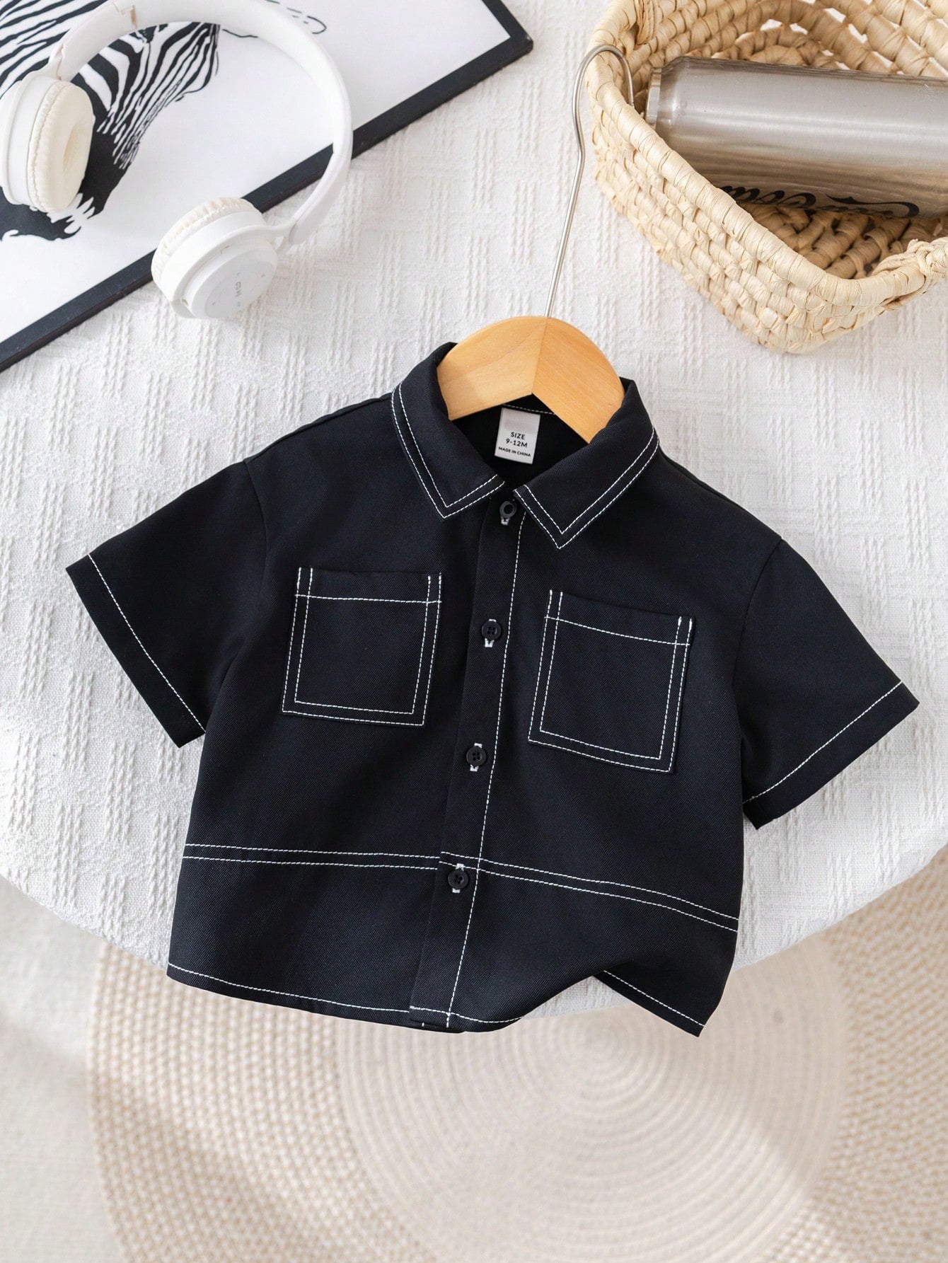 Boys Legend Gothic Print Woven Button Shirt - Onyx