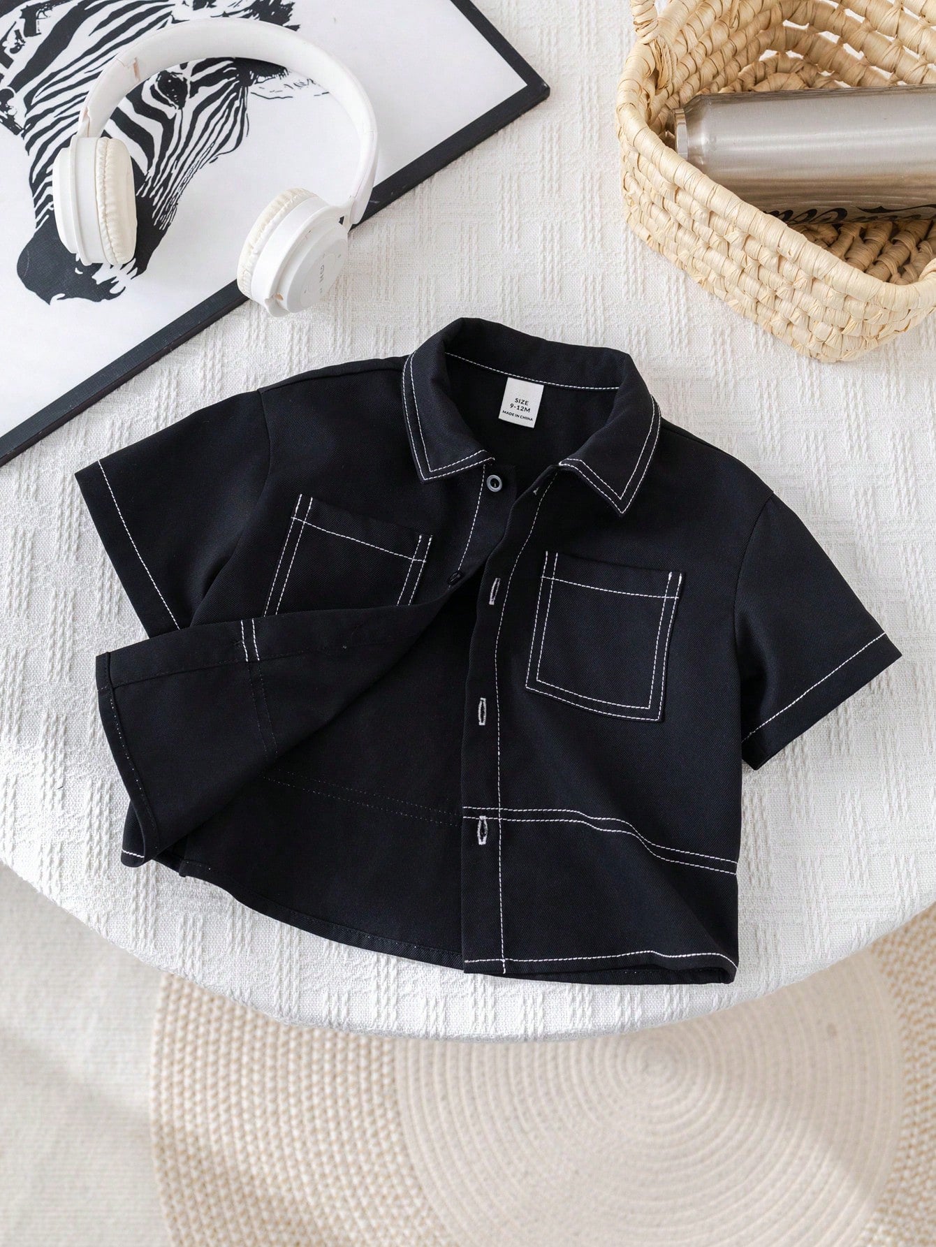 Boys Legend Gothic Print Woven Button Shirt - Onyx